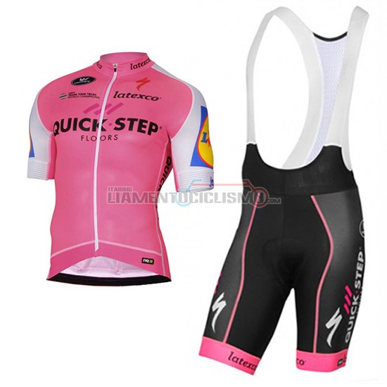 2017 Abbigliamento Ciclismo Quick Step Manica Corta Rosa